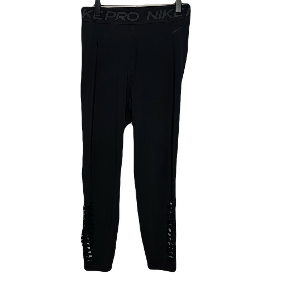 Nike Pro Compression Leggings Size Large Black Cutout Detail